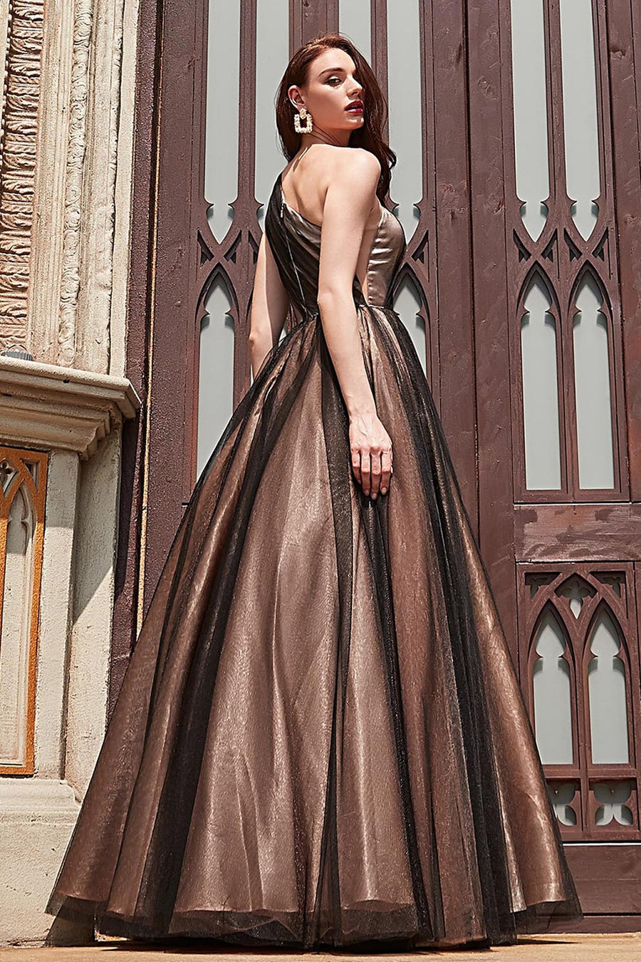 A-line One Shoulder Sleeveless Full Length Tulle Promo Dresses