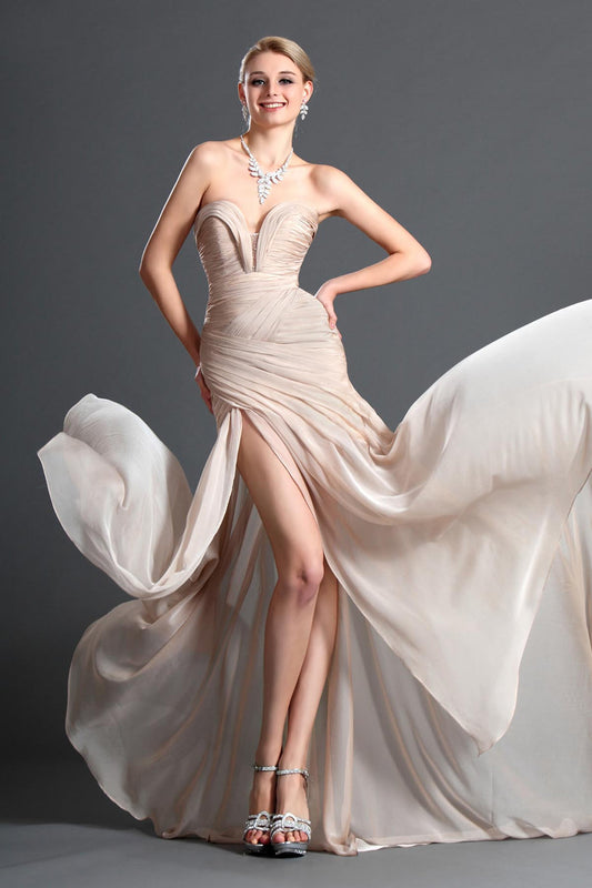 A-line Sweetheart Sleeveless Full Length Chiffon Promo Dresses
