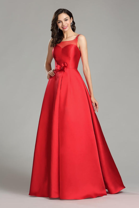 A-line Sweetheart Sleeveless Full Length Satin Promo Dresses