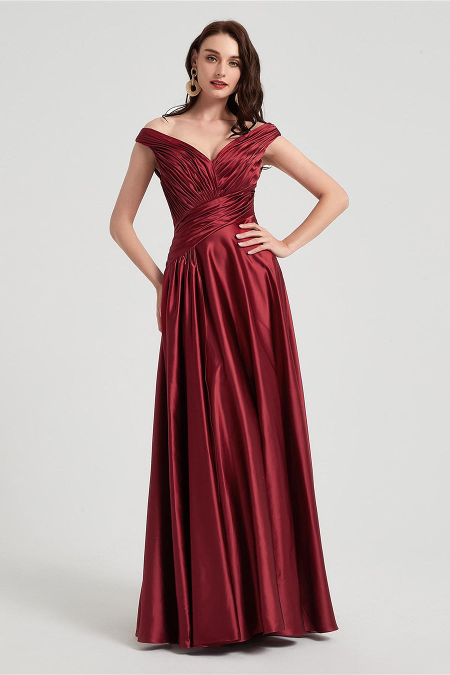 A-line V-neck Sleeveless Full Length Satin Chiffon Promo Dresses