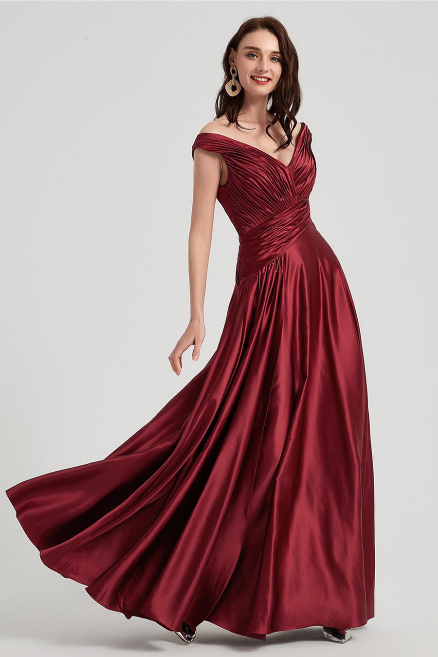 A-line V-neck Sleeveless Full Length Satin Chiffon Promo Dresses