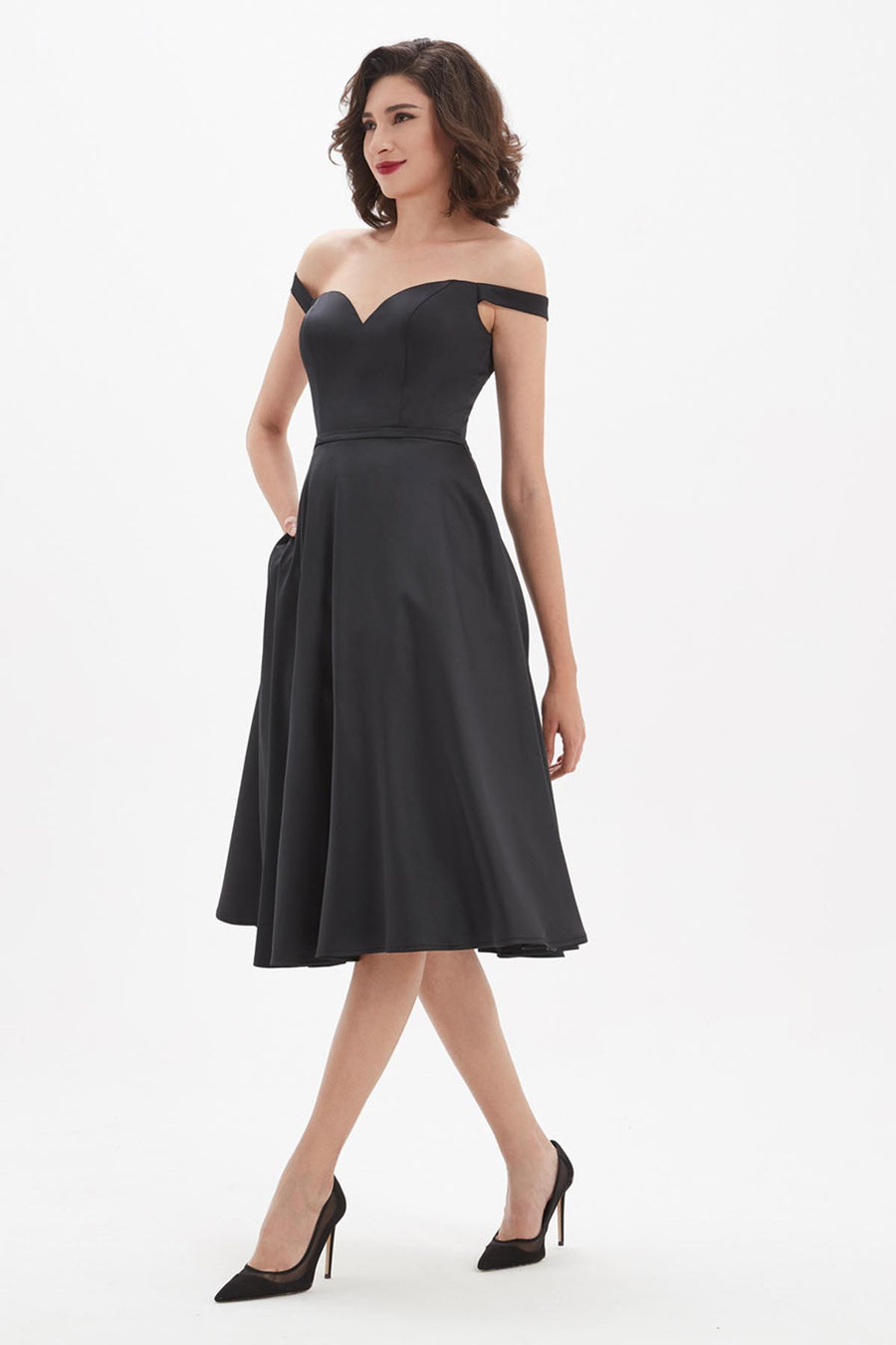 A-line V-neck Sleeveless Tea Length Charmeuse Promo Dresses