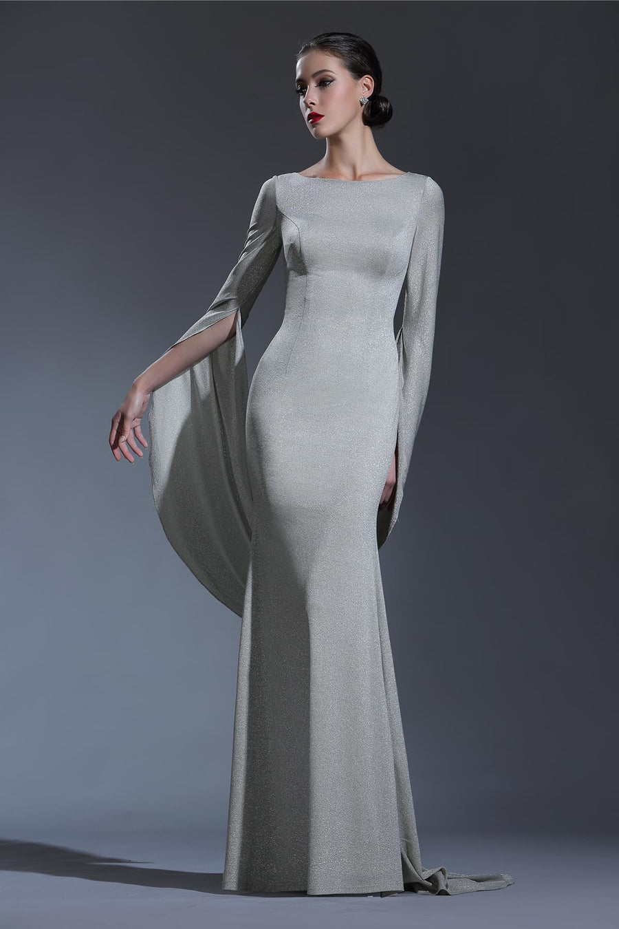 Empire Waist Round 3/4 Sleeves Full Length Polyester Promo Dresses