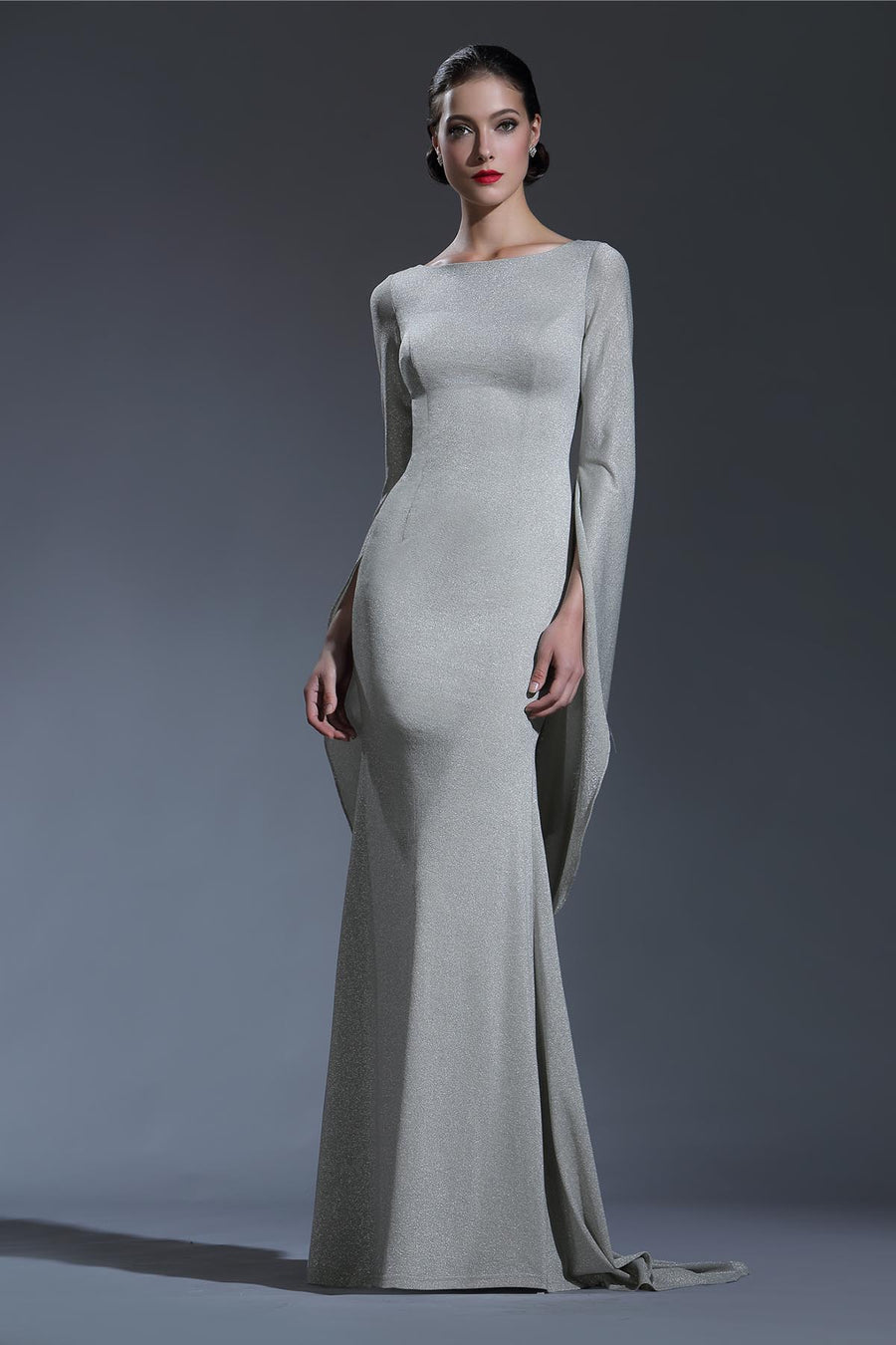 Empire Waist Round 3/4 Sleeves Full Length Polyester Promo Dresses