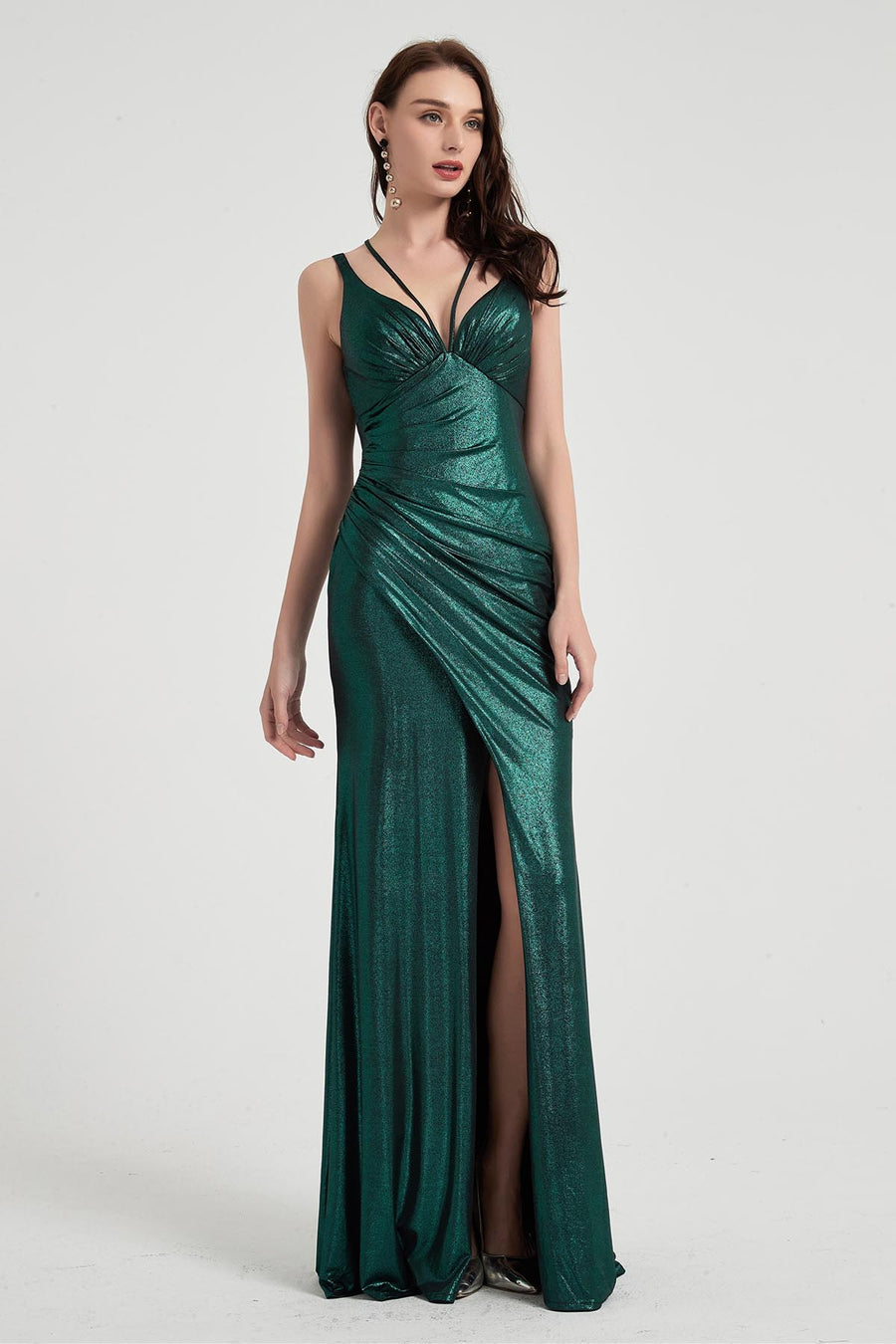 Mermaid/Trumpet V-neck Sleeveless Full Length Polyester Promo Dresses