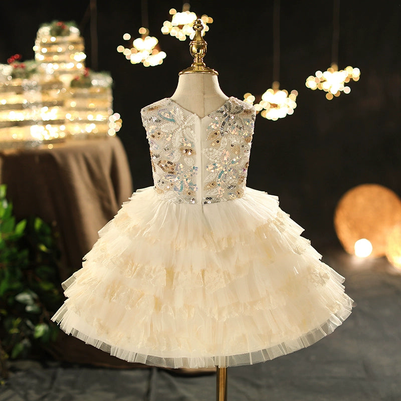 Princess White Tulle Back Zip Baptism Lace Tea Length Sleeveless Scoop Flower Girl Dress