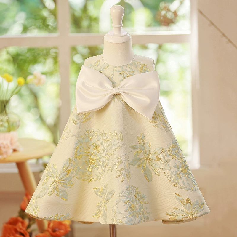 A-line Sage Green Satin Back Zip Baptism Bow(s) Tea Length Sleeveless Round Flower Girl Dress