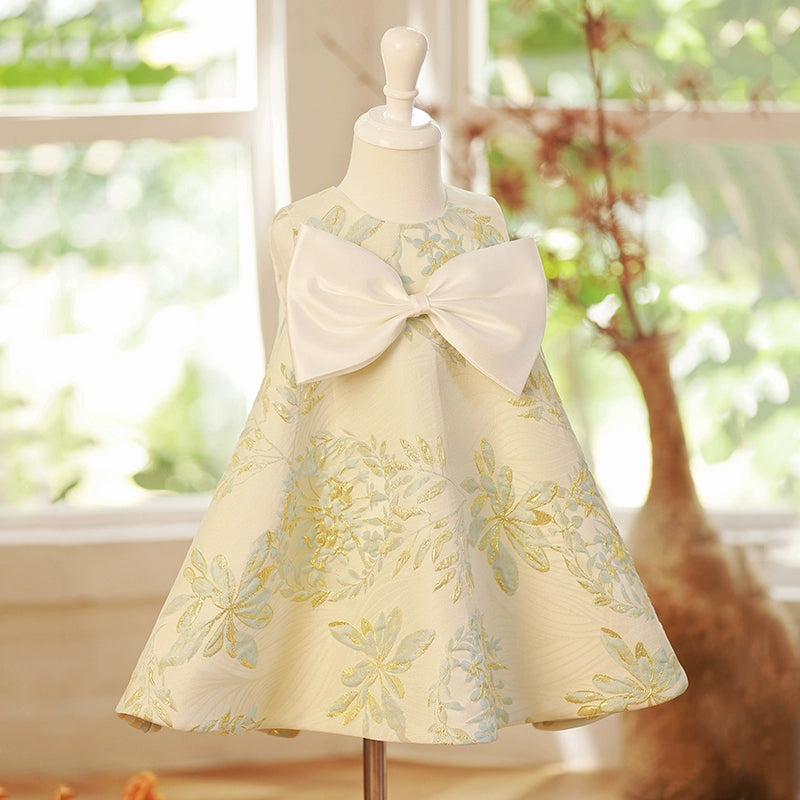 A-line Sage Green Satin Back Zip Baptism Bow(s) Tea Length Sleeveless Round Flower Girl Dress