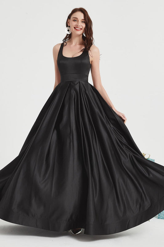 A-line Scoop Sleeveless Full Length Polyester Promo Dresses