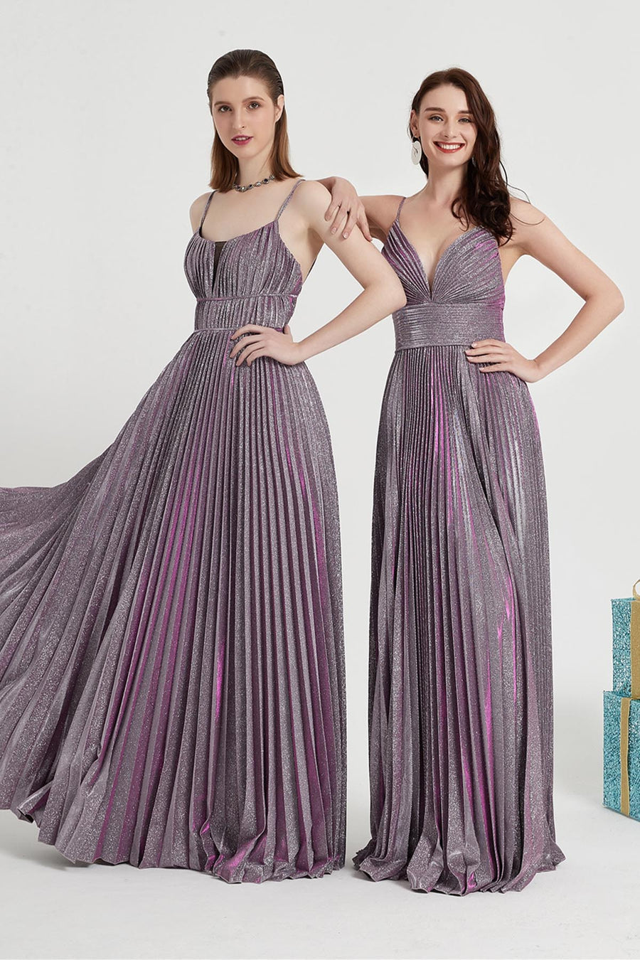 A-line Spaghetti-straps Sleeveless Full Length Polyester Promo Dresses