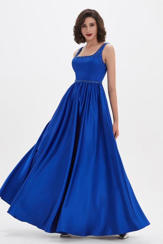 A-line Straps Sleeveless Full Length Polyester Promo Dresses