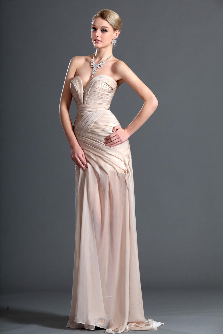 A-line Sweetheart Sleeveless Full Length Chiffon Promo Dresses