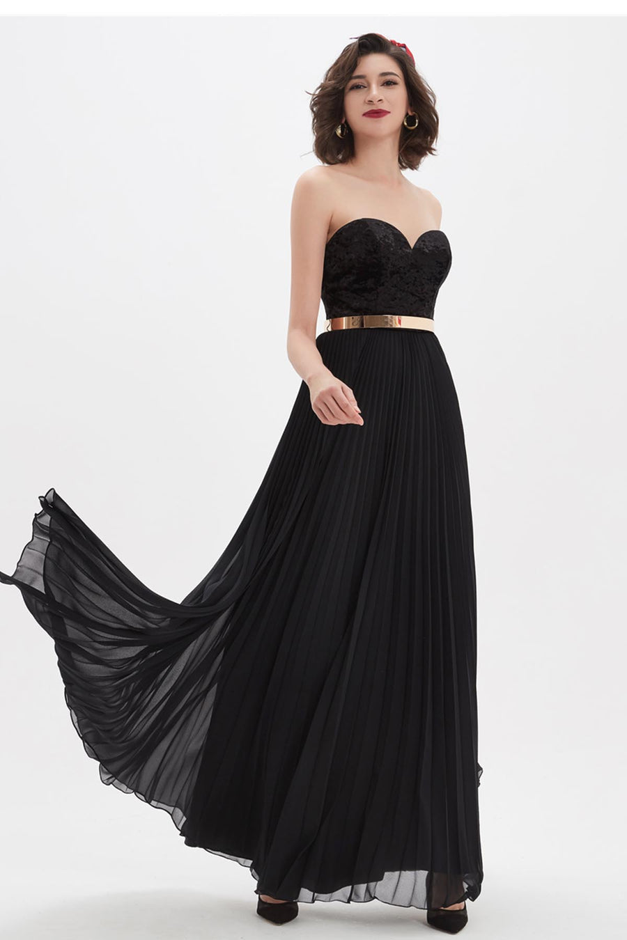 A-line Sweetheart Sleeveless Full Length Chiffon Promo Dresses