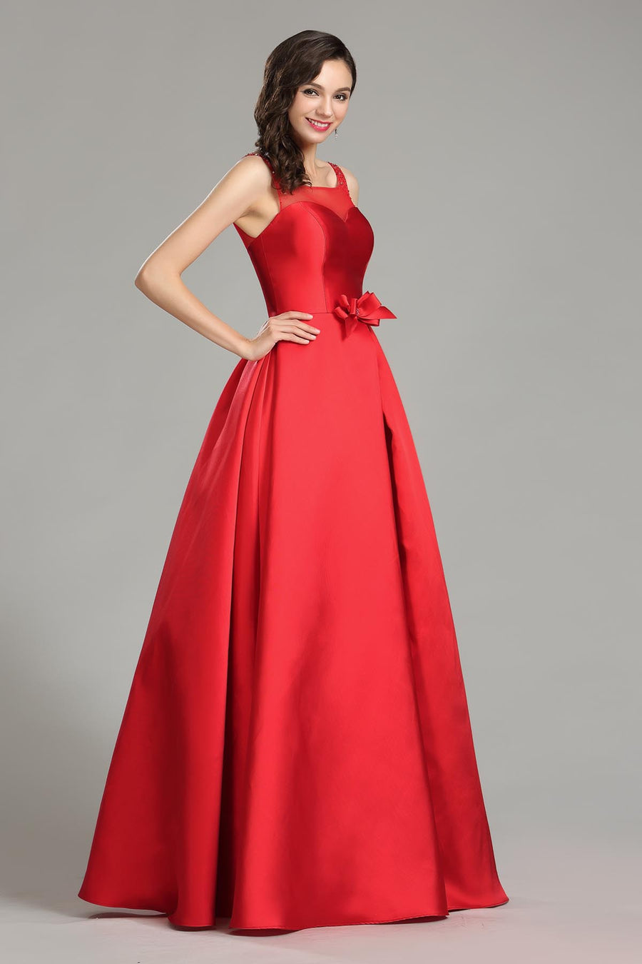 A-line Sweetheart Sleeveless Full Length Satin Promo Dresses