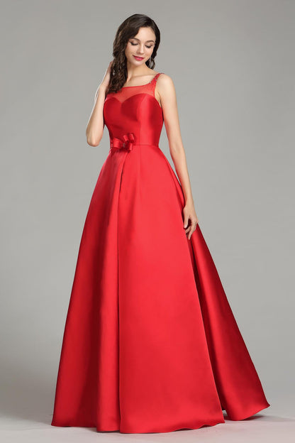 A-line Sweetheart Sleeveless Full Length Satin Promo Dresses