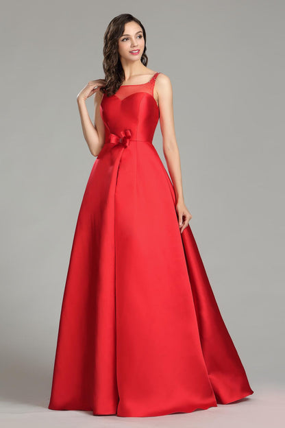 A-line Sweetheart Sleeveless Full Length Satin Promo Dresses