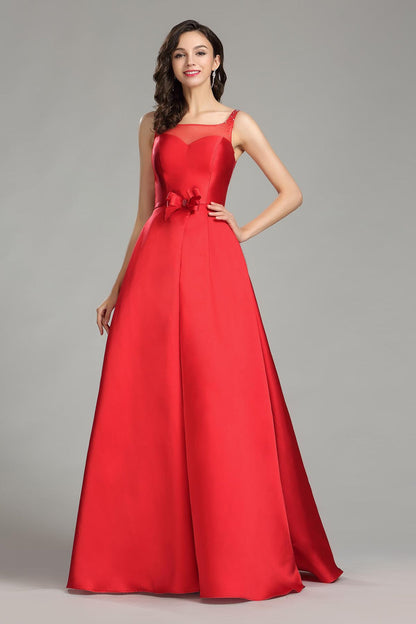 A-line Sweetheart Sleeveless Full Length Satin Promo Dresses