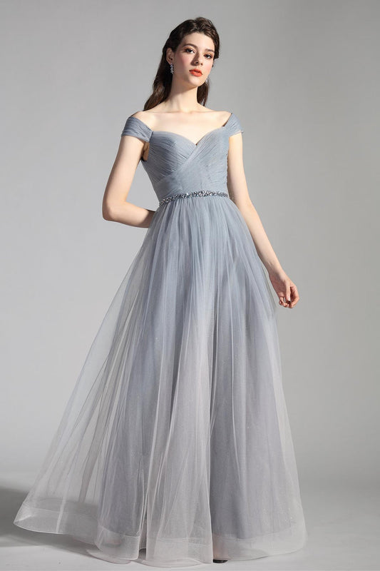 A-line Sweetheart Sleeveless Full Length Tulle Promo Dresses