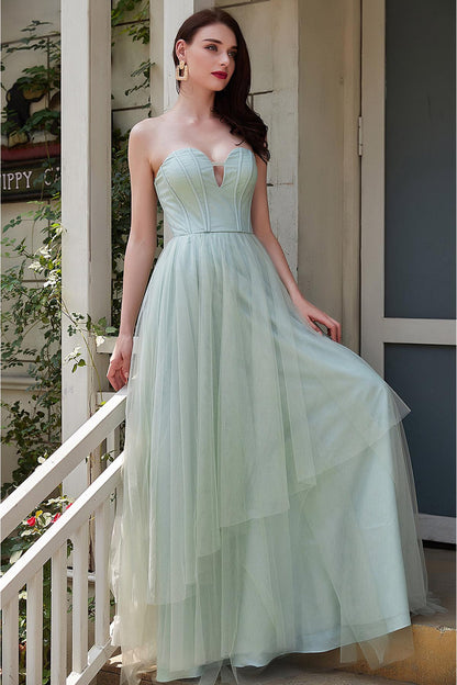 A-line Sweetheart Sleeveless Full Length Tulle Promo Dresses