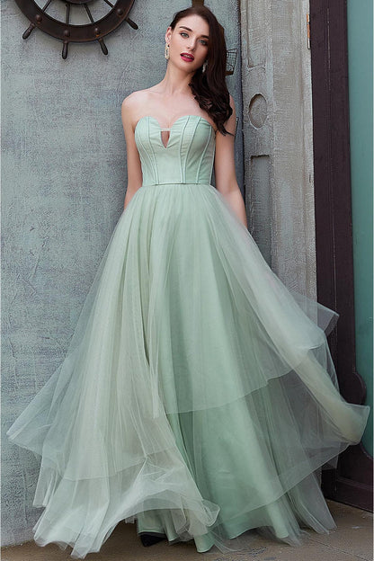 A-line Sweetheart Sleeveless Full Length Tulle Promo Dresses