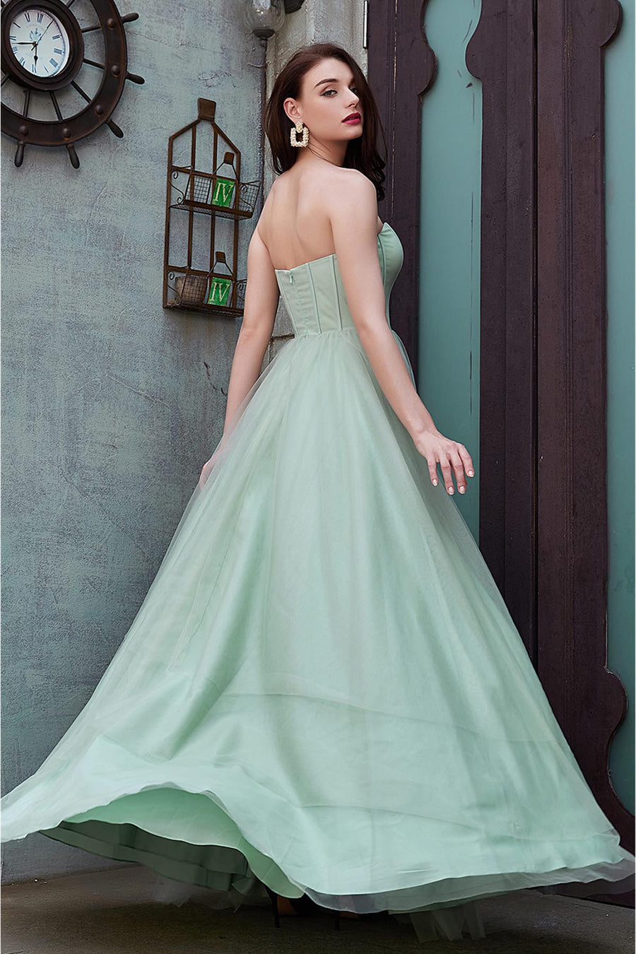 A-line Sweetheart Sleeveless Full Length Tulle Promo Dresses