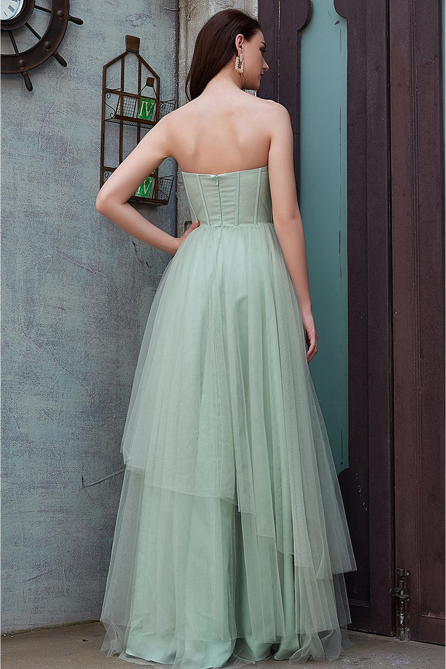 A-line Sweetheart Sleeveless Full Length Tulle Promo Dresses