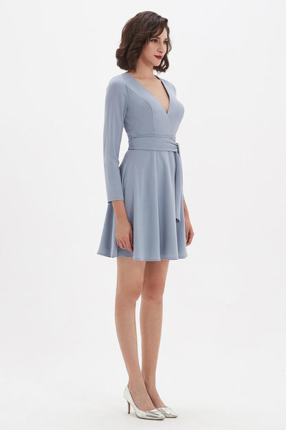 A-line V-neck Long Sleeves Knee Length Polyester Promo Dresses