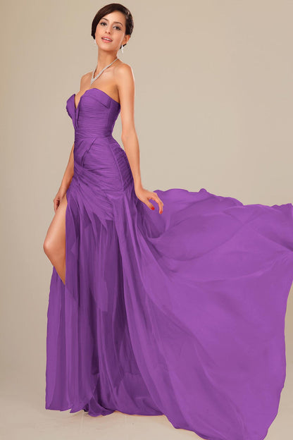 Ball Gown Sweetheart Sleeveless Full Length Chiffon Promo Dresses