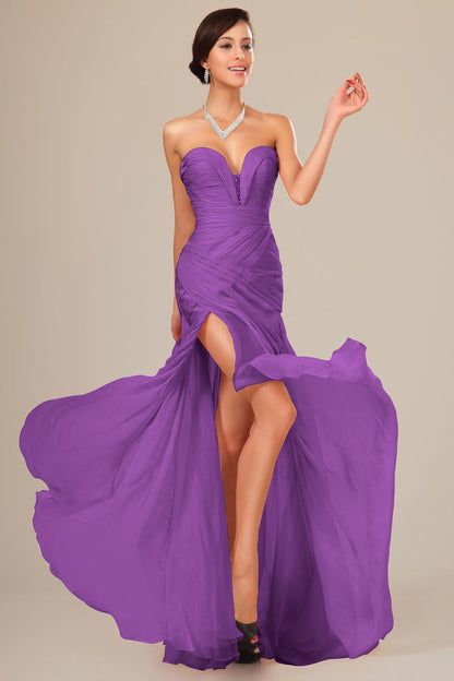 Ball Gown Sweetheart Sleeveless Full Length Chiffon Promo Dresses