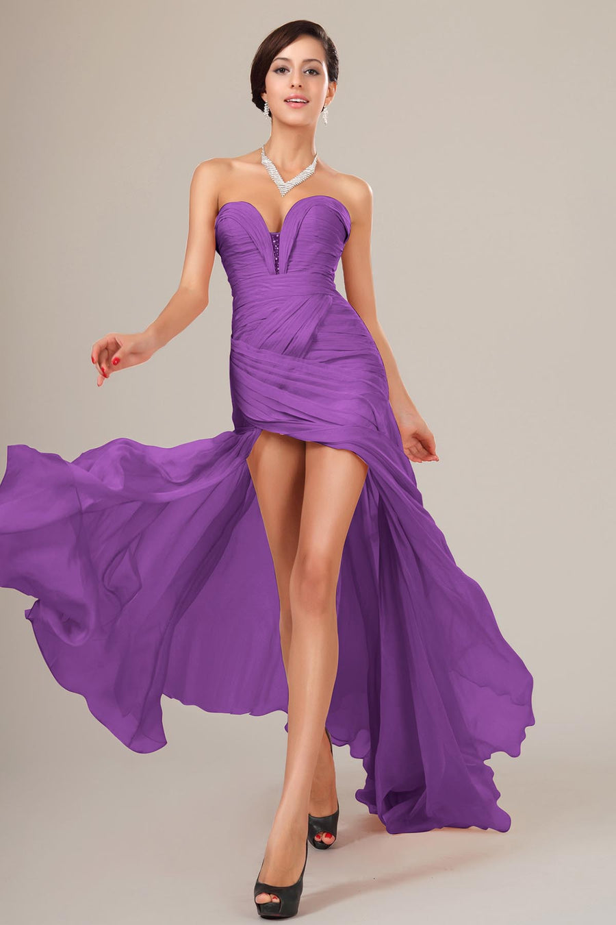 Ball Gown Sweetheart Sleeveless Full Length Chiffon Promo Dresses