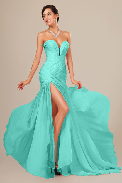 Ball Gown Sweetheart Sleeveless Full Length Chiffon Promo Dresses