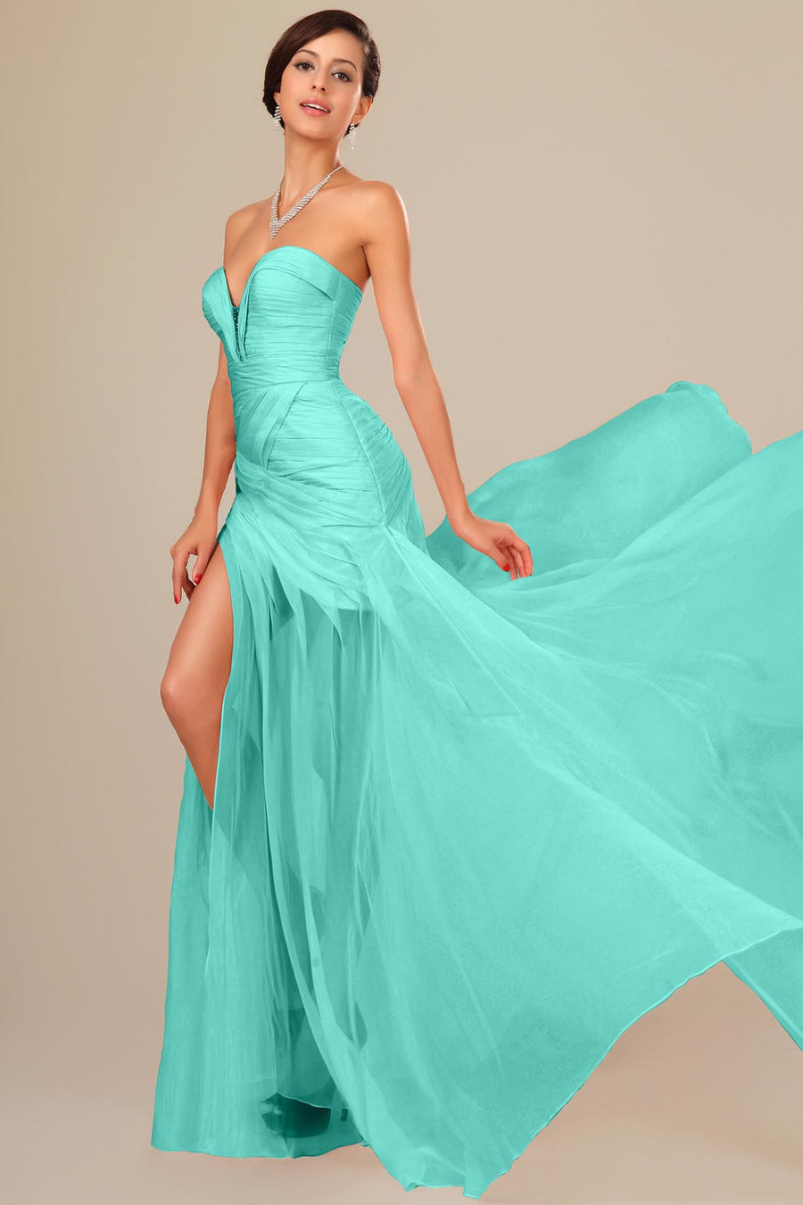 Ball Gown Sweetheart Sleeveless Full Length Chiffon Promo Dresses