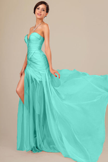 Ball Gown Sweetheart Sleeveless Full Length Chiffon Promo Dresses