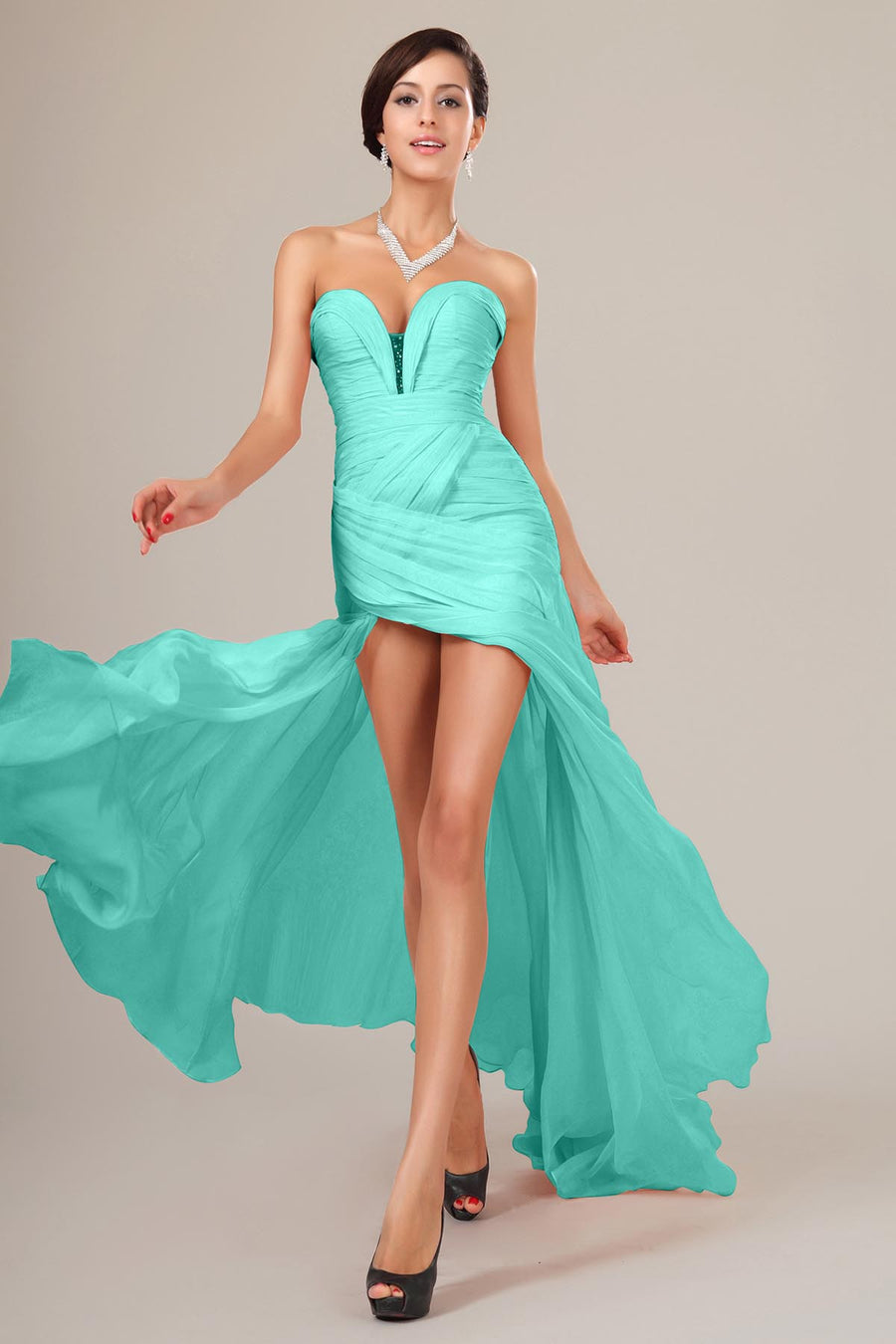 Ball Gown Sweetheart Sleeveless Full Length Chiffon Promo Dresses