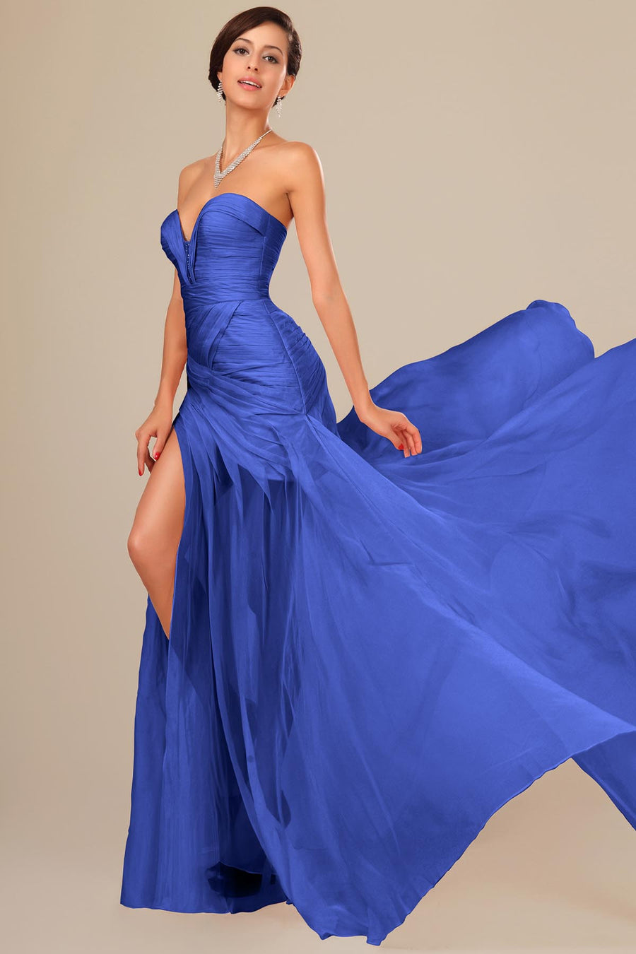 Ball Gown Sweetheart Sleeveless Full Length Chiffon Promo Dresses