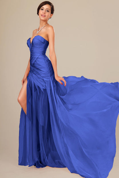 Ball Gown Sweetheart Sleeveless Full Length Chiffon Promo Dresses