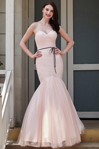 Empire Waist Sweetheart Sleeveless Full Length Tulle Promo Dresses