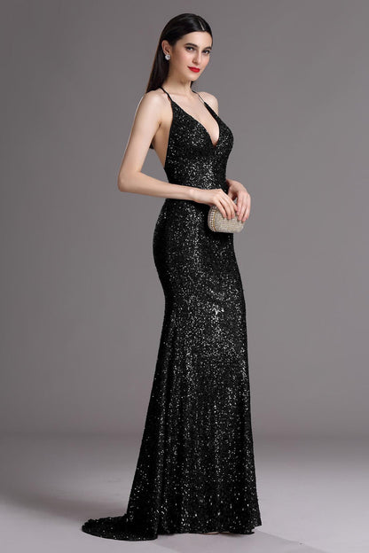 Empire Waist V-neck Sleeveless Full Length Promo Dresses