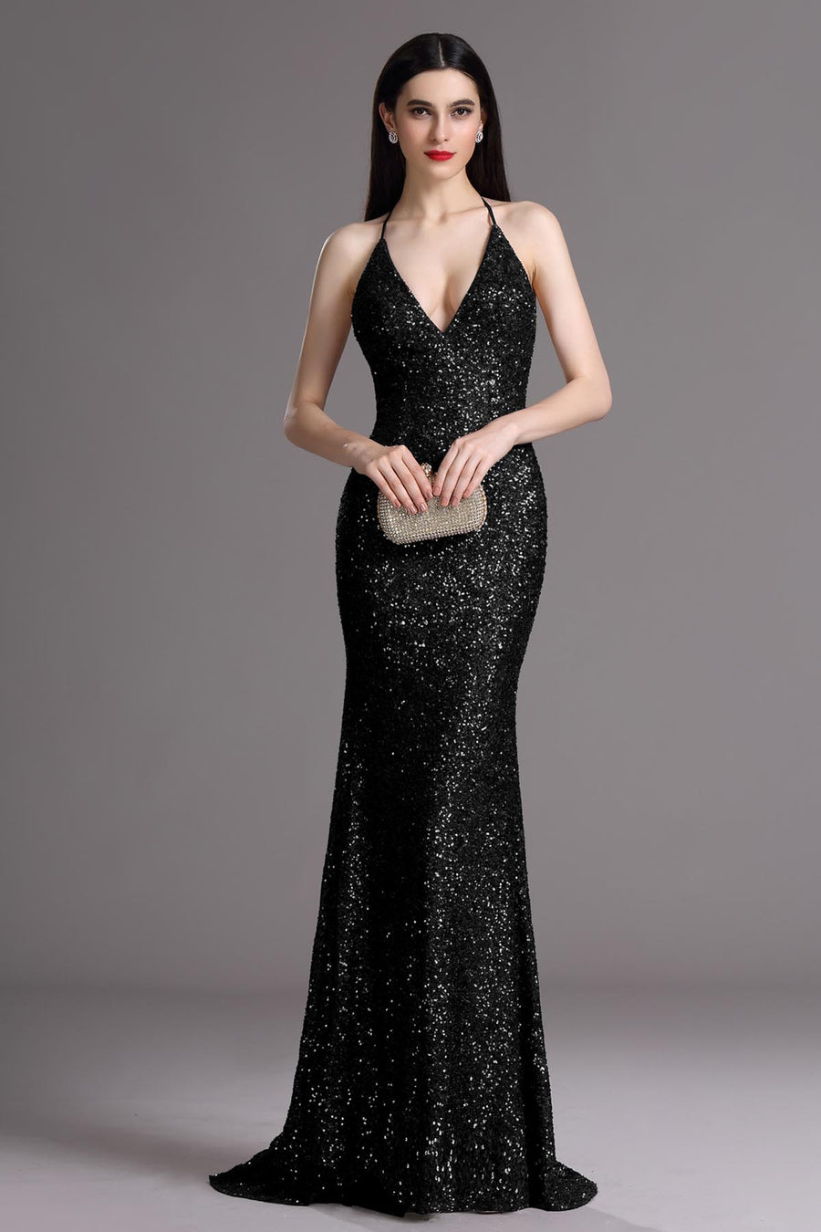 Empire Waist V-neck Sleeveless Full Length Promo Dresses