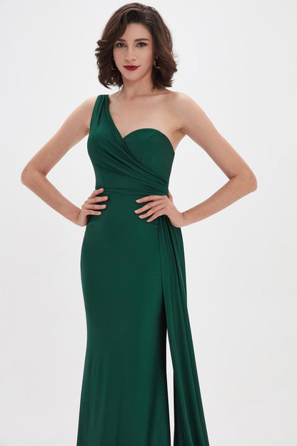 Mermaid/Trumpet One Shoulder Sleeveless Full Length Jersey Promo Dresses