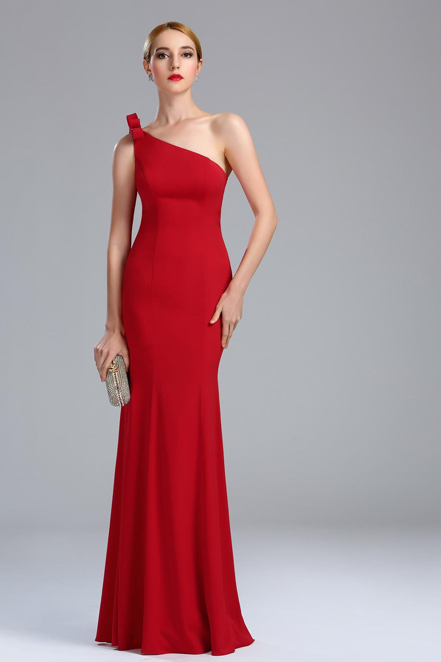 Mermaid/Trumpet One Shoulder Sleeveless Full Length Polyester Promo Dresses