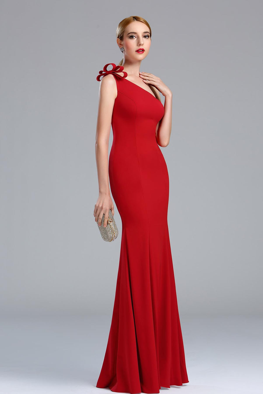 Mermaid/Trumpet One Shoulder Sleeveless Full Length Polyester Promo Dresses