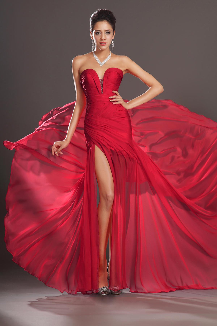 Mermaid/Trumpet Sweetheart Sleeveless Full Length Chiffon Promo Dresses