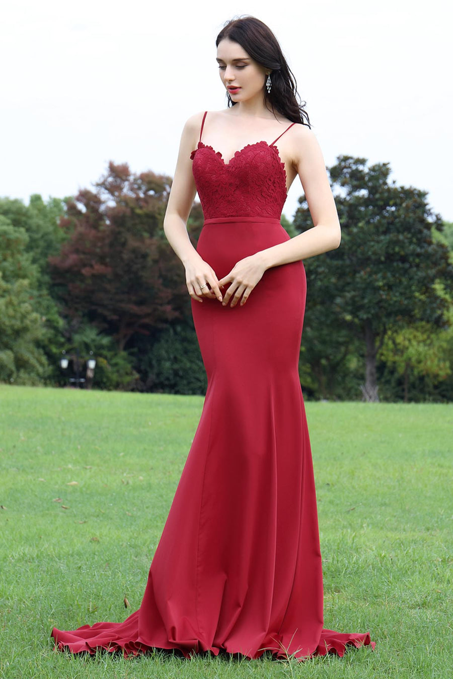 Mermaid/Trumpet Sweetheart Sleeveless Full Length Lace Promo Dresses