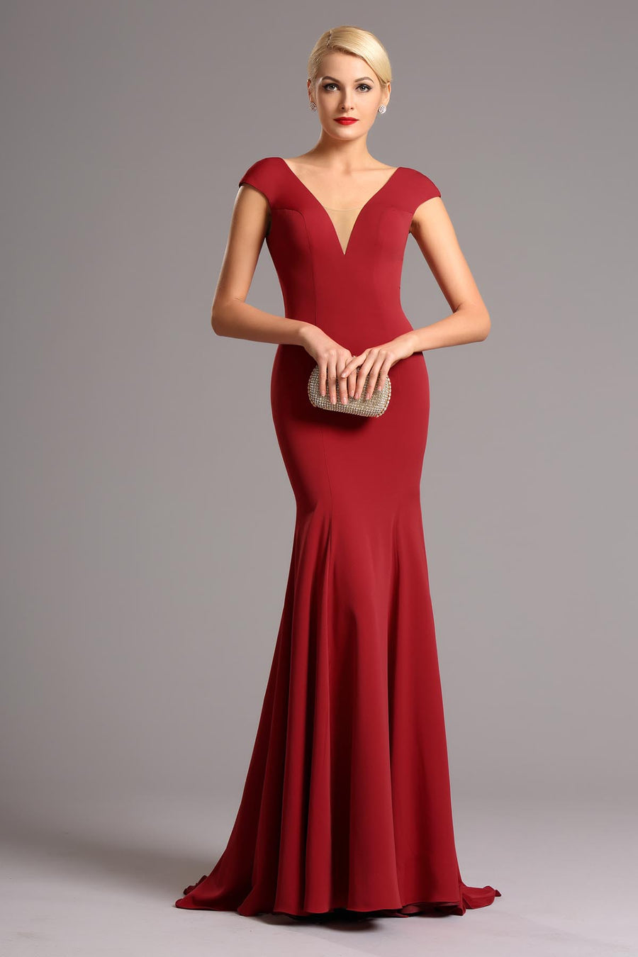 Mermaid/Trumpet V-neck Sleeveless Full Length Chiffon Promo Dresses