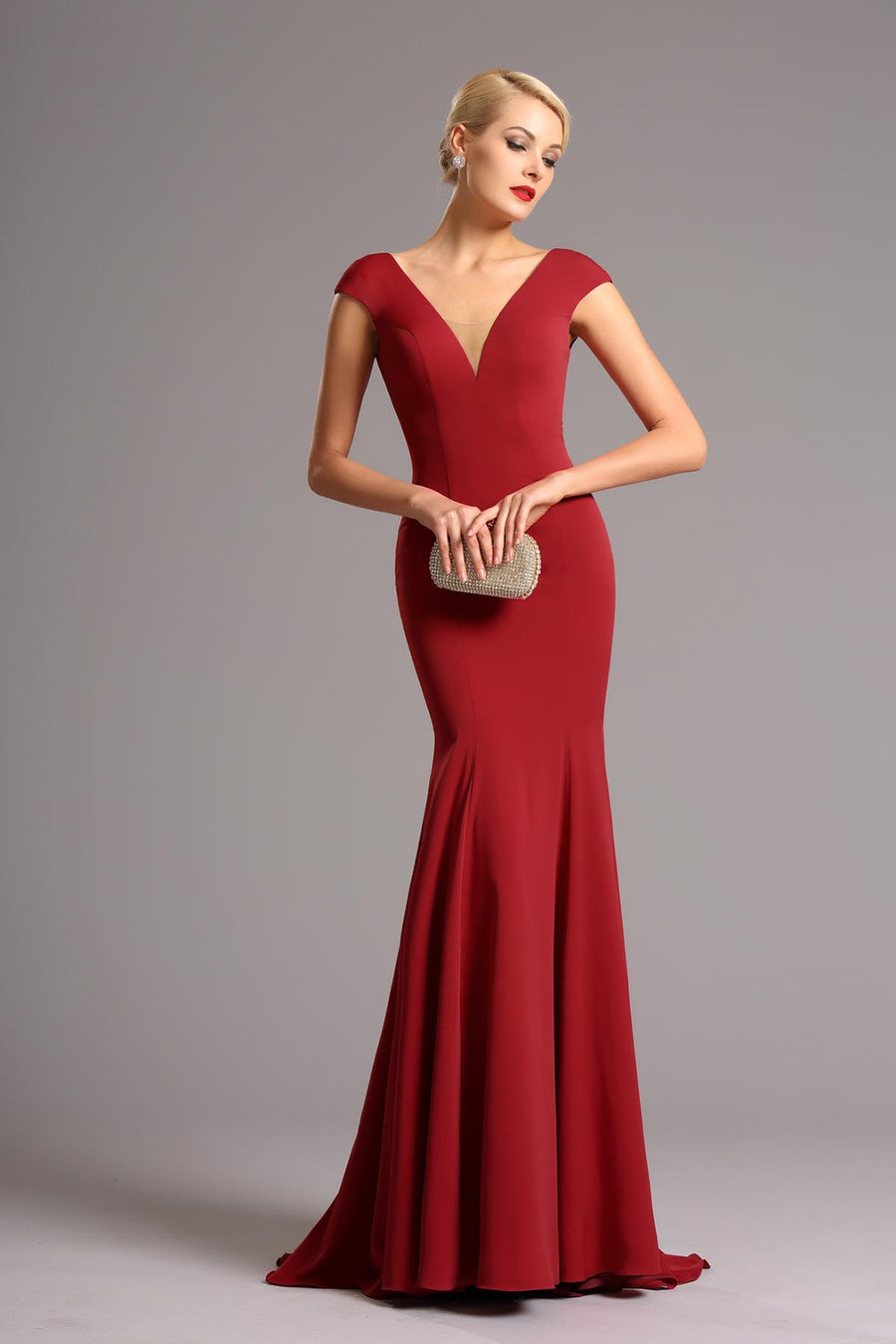 Mermaid/Trumpet V-neck Sleeveless Full Length Chiffon Promo Dresses