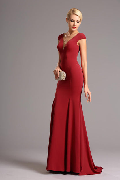 Mermaid/Trumpet V-neck Sleeveless Full Length Chiffon Promo Dresses