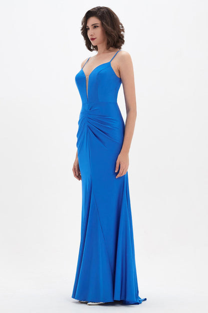 Mermaid/Trumpet V-neck Sleeveless Full Length Chiffon Promo Dresses