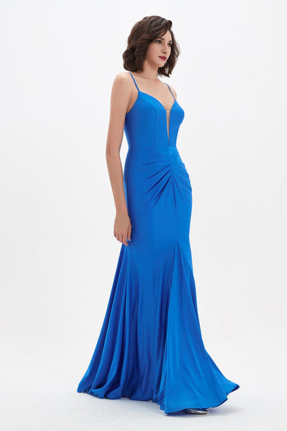 Mermaid/Trumpet V-neck Sleeveless Full Length Chiffon Promo Dresses