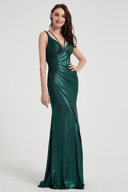 Mermaid/Trumpet V-neck Sleeveless Full Length Polyester Promo Dresses